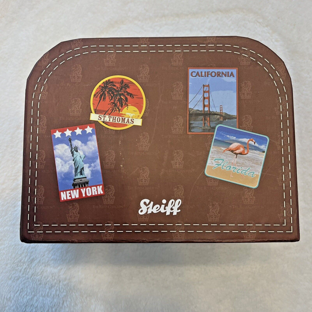 Steiff‎ Cardboard Suitcase ONLY for Teddy Bear New York Cali St Thomas Florida
